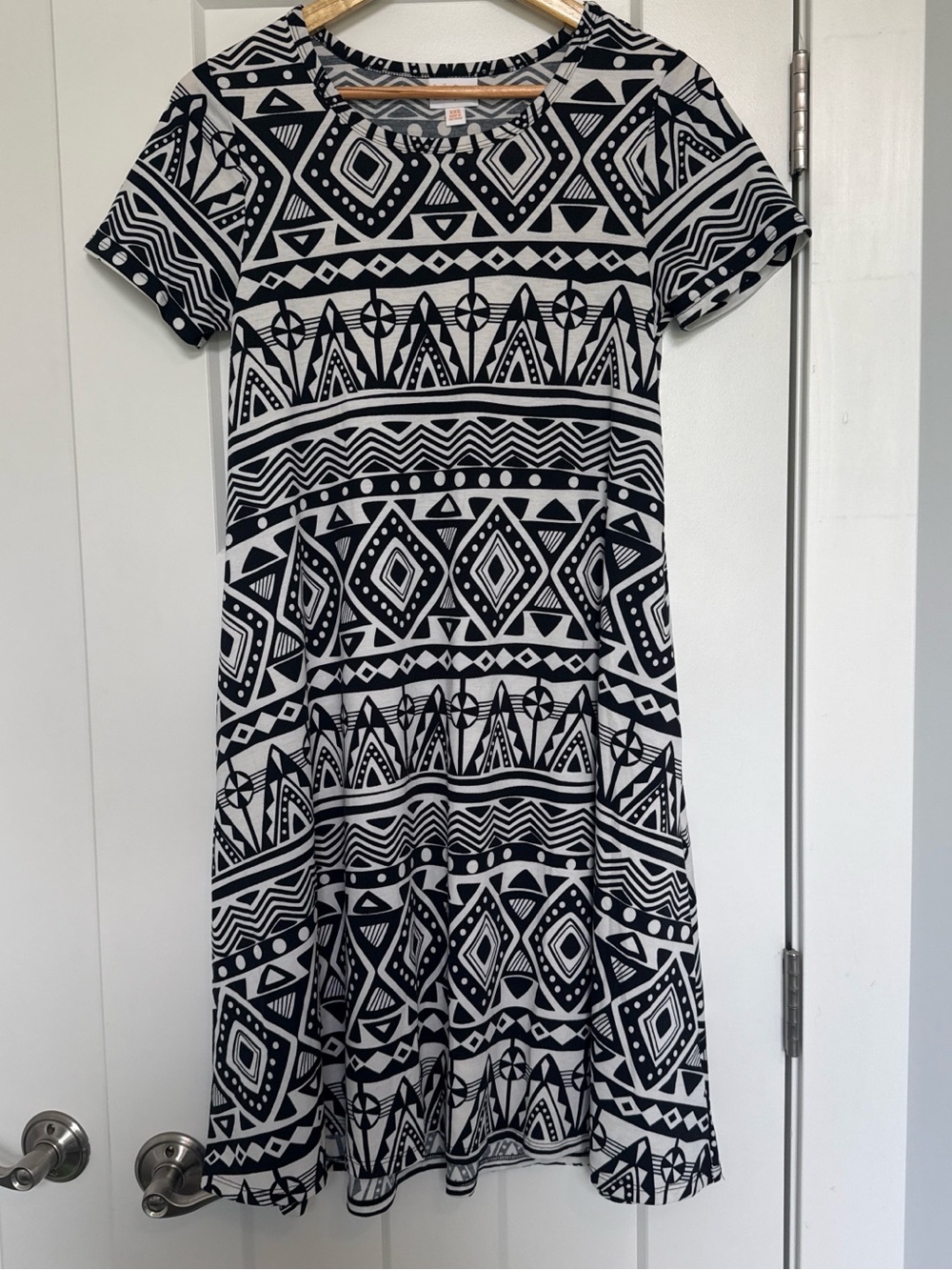 LuLaRoe Black and White Geometric Midi Dress